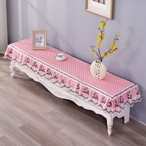 알럽홈 더블 레이어 TV장 패브릭 매트, 라인 핑크