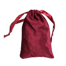 리빙앤도 벨벳 선물 주머니 파우치 10 x 15 cm, 5개, 레드