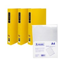현풍 투명 프론티어 D링 바인더 3공 3cm 3p + L홀더 10p, 노랑, 1세트