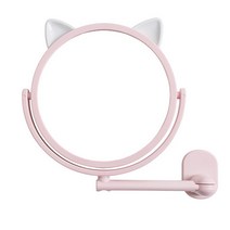 힐로 강력 접착 욕실 메이크업 고양이 부착식 거울, 핑크