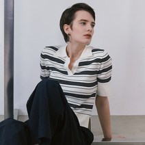 데카브 여성용 멀티 스트라이프 카라 니트 K222KSK701