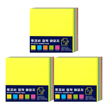 투코비 점착메모지 75 x 76 mm 225p, 혼합색상, 3개