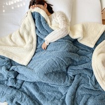 메이크포 XL사이즈 극세사 양털 캠핑 소파 무릎 담요, 블루, 1개
