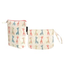 코니아일랜드 휴대용 기저귀 매트 + 파우치 세트, 빈티지지라프 아이보리