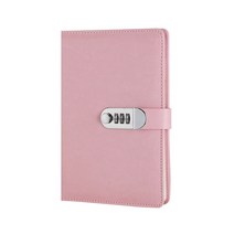 아리코 PU가죽 잠금 다이어리 A5, 핑크, 1개