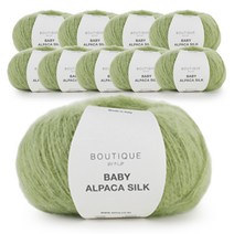 베이비 알파카 실크 모헤어 10볼, 907 올리브