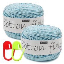 니뜨 코튼필드 뜨개실 80g x 2p + 단수링 2p 세트, 341 베이비블루(실), 랜덤발송(단수링)