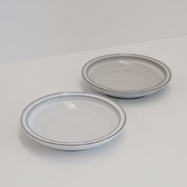 한국도자기 Conte du Jour 콩트 원형접시 2종 세트, 화이트, 그레이