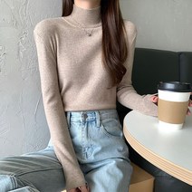 레몬소울 여성용 모즈 잔 골지 폴라 니트티