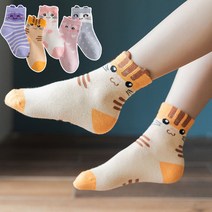 제이셀 아동용 큐티 애니멀 고퀄리티 중목 양말 A88 5족 세트