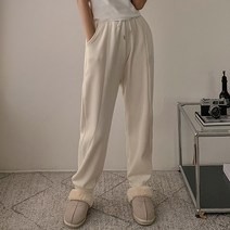 큐니걸스 여성용 라운드 절개선 밴딩 기모 골덴 조거팬츠