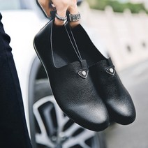 더플로우컴퍼니 삼각 원 포인트 깔끔한 가죽 플랫슈즈