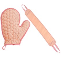 뷰넷 육각 때밀이 장갑 + 때타월 세트, 핑크, 1세트