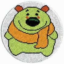 알로데 동물 라운드 카펫 러그 매트 DIY 스킬 자수 세트 중국어버전 흰색인쇄메쉬, 1세트, 07