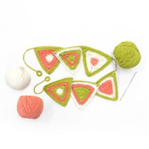 멜로우 파티 세모 가랜드 뜨개질 키트, 1개, 옐로우그린, 코랄, 화이트