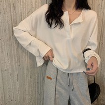 유니제이 여성용 라민 루즈핏 골지 티셔츠