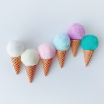 귀여운 아이스크림 미니 장식품 사진 촬영 소품 6종 세트, 보라, 화이트, 핑크, 하늘, 청록, 아이보리