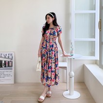 시크블랙 므넴카 오프숄더 허리밴딩 플라워 롱 원피스 cpops8804k34