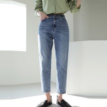 빼빼 여성용 허리속밴딩 배기 데님팬츠