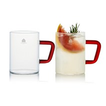 까사무띠 이중유리 싱글월 콰드로 컵 350ml, 레드, 1개