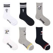 피너츠 아동용 스누피 장목양말 6종 세트