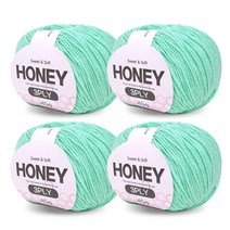 니뜨 허니 3ply 뜨개실 45g x 4p + 무료 도안 세트, 35 민트