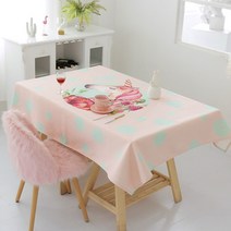 알럽홈 인 컬러네이쳐 다용도 식탁보, 7 핑크민트도트, 140 x 100 cm