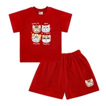 키즈크루 아동용 큐트앤댄디캣 반팔 + 반바지 세트