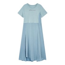 보브 티셔츠 배색 플레어 원피스 7152237002