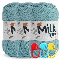 니뜨 밀크얀 뜨개실 50g x 3p + 단수링 3p 세트, 67 인디스카이(뜨개실), 랜덤발송(단수링)