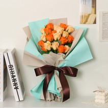 아스파시아 다비데 장미 비누꽃 20송이 꽃다발, 캐롯오렌지