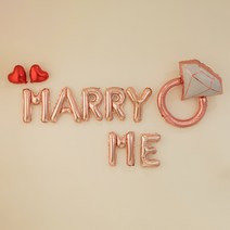 조이파티 프로포즈 이벤트 은박풍선 MARRY ME + 다이아반지 + 미니하트 2p 세트, 로즈골드(MARRY ME 풍선), 로즈골드(다이아반지 풍선), 레드(미니하트 풍선), 1세트