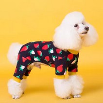 마켓에이 딸기 패턴 강아지옷, 다크블루