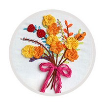 DIY 프랑스 자수 꽃 초보자용 도안 20cm, 꽃다발, 1세트