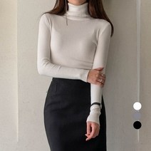 무드인더 여성용 베이직 골지 폴라티