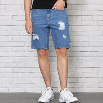 위드진 남성용 디스트로이드 세미와이드 5부 데님 D826