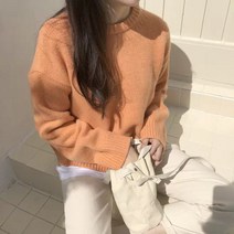 아이엠몽 여성용 베이직 루즈핏 니트 티셔츠 루엘리