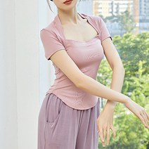 스포츠플로우 프랑스풍 댄스 및 현대 무용 반팔 요가복