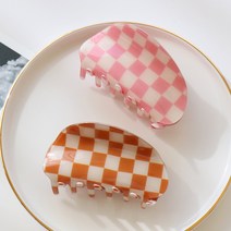 로시끌레르 자개 체커보드 헤어집게핀 2종 세트