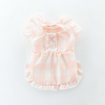 파스텔펫 반려동물 러블리 체크 프릴 원피스, 핑크