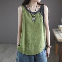 레몬소울 빅사이즈 미오 배색 나시 블라우스