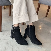 여성용 데일리 버클 스웨이드 앵클부츠 sn585
