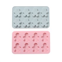 실리콘몰드 진저맨 8구 2종 세트, 블루, 핑크, 1세트