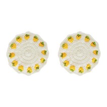 스트로베리 뜨개질 딸기 코스터 2p, 옐로우그린