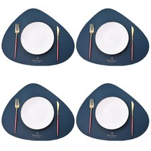 살림의기술 가죽 조약돌 식탁매트 4p, 진블루