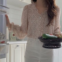 단하루 린다샵 어마비 플라워 쉬폰 프릴 긴팔 블라우스 BL4492K22