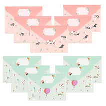더솜씨 고양이 폴딩편지지 2종 세트, 그린, 핑크, 5세트