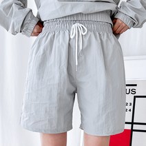 빼빼 여성용 허리밴딩 캐주얼 나일론 일자 반바지