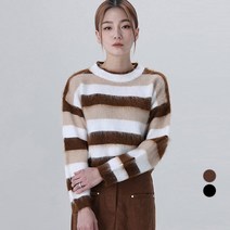 어썸어라운드 여성용 날개사 믹스 스트라이프 니트