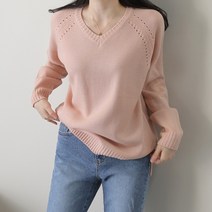 제니트 여성용 루즈핏 브이넥 나그랑 니트 굿텐언발브이